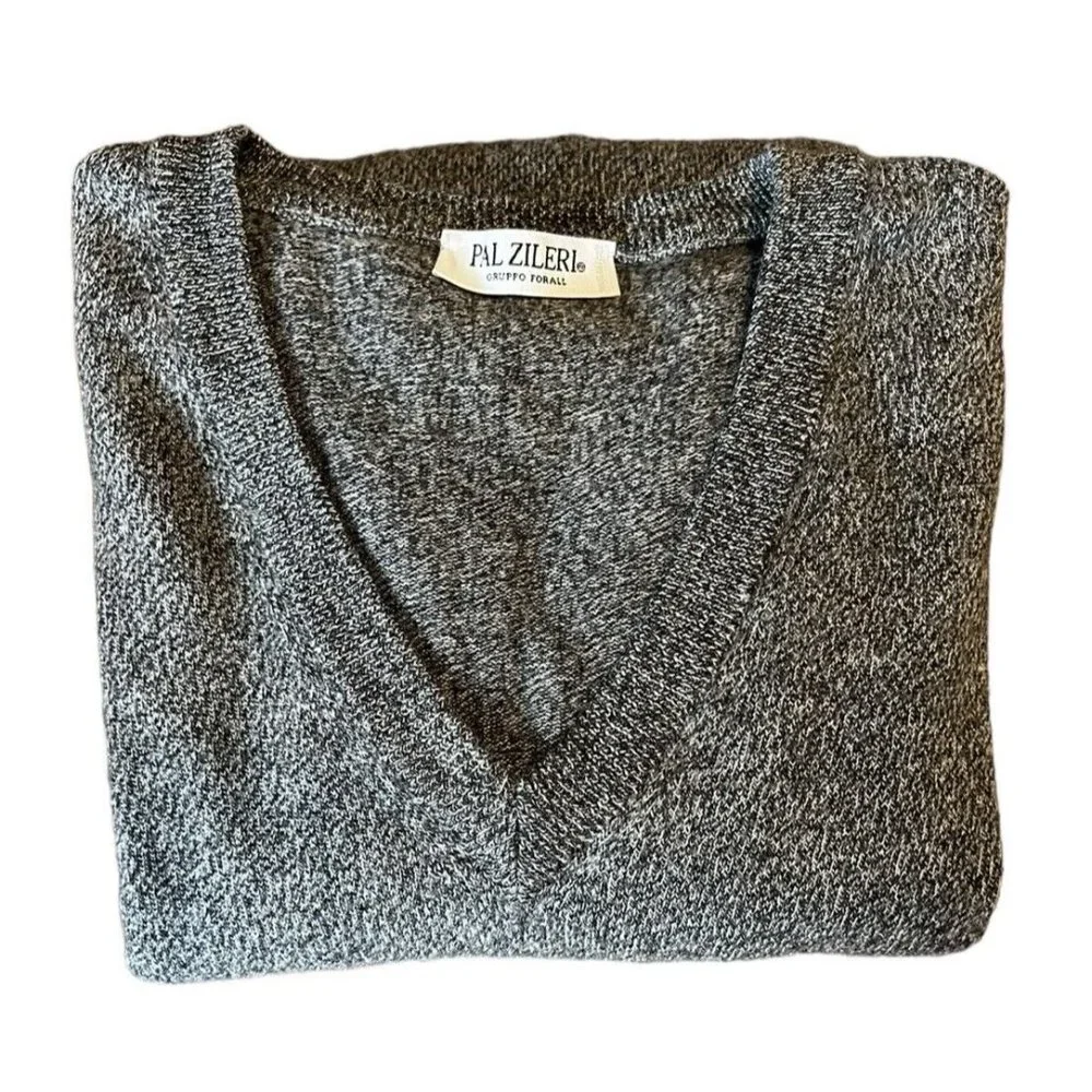 Pal‎ Zileri Mens Wool V Neck Sweater size Measured Luxury Formal Office